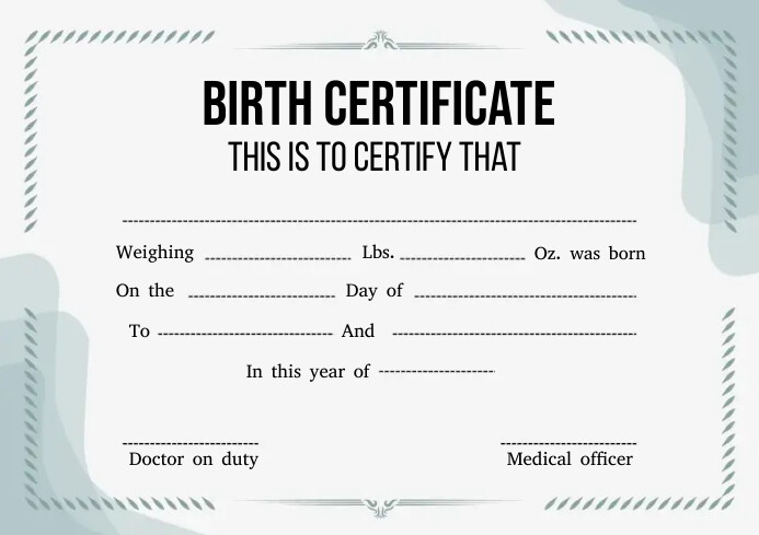 Birth Certificate Template Illustrative birth certificate sample showing a clean document layout with example birth details and a clearly marked sample designation