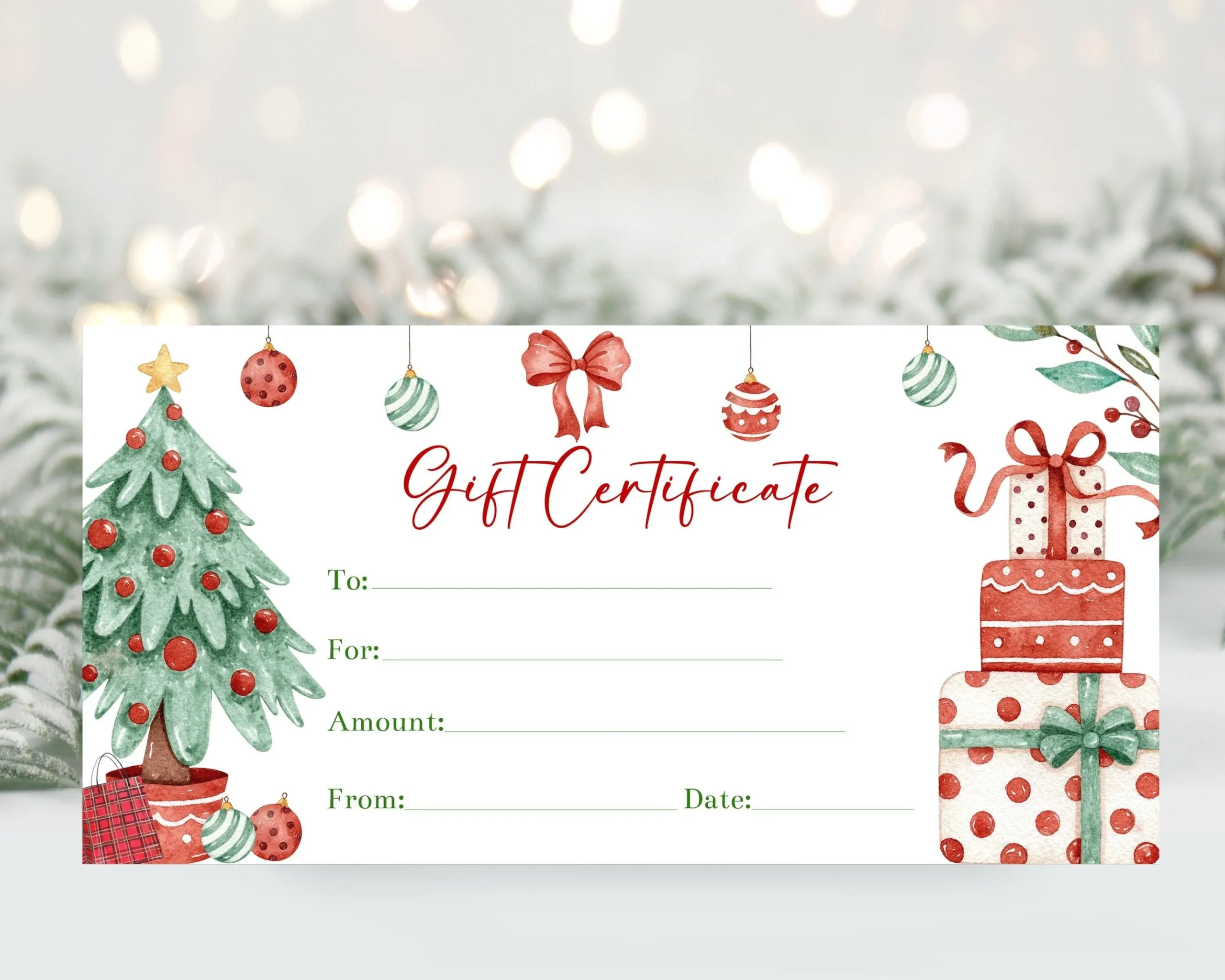 Simple Christmas Gift Certificate Template Word