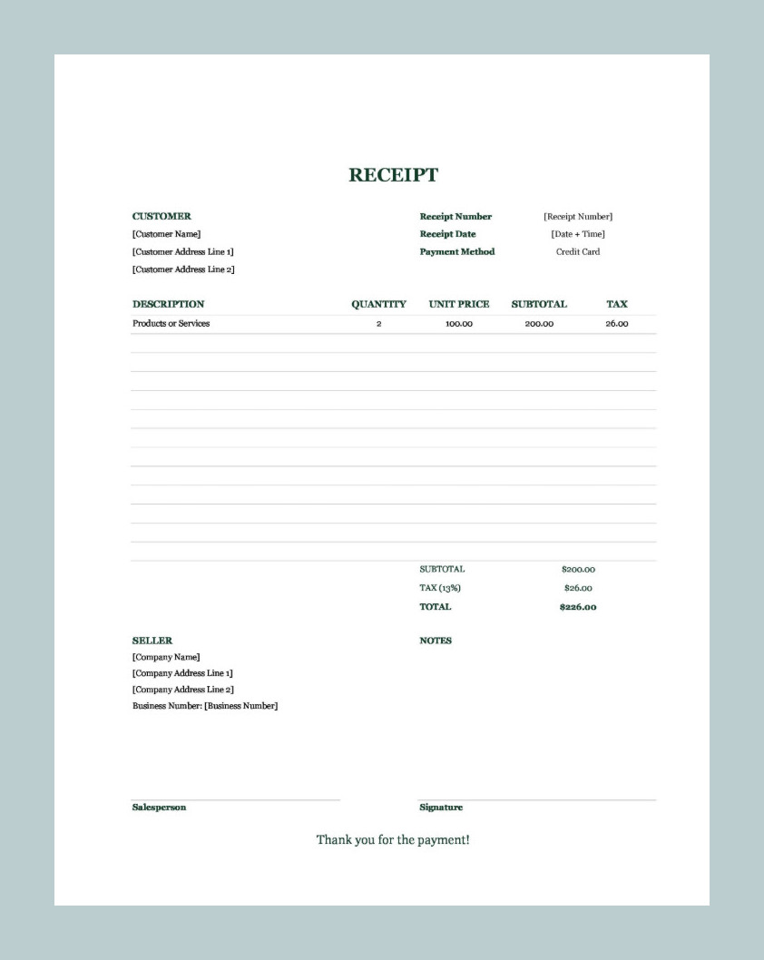 Credit Card Receipt Template Example Credit Card Receipt Template Example
