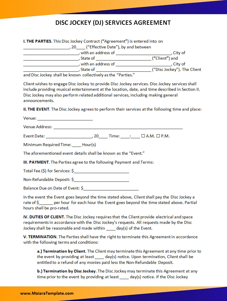 DJ Agreement Template DJ Agreement Template