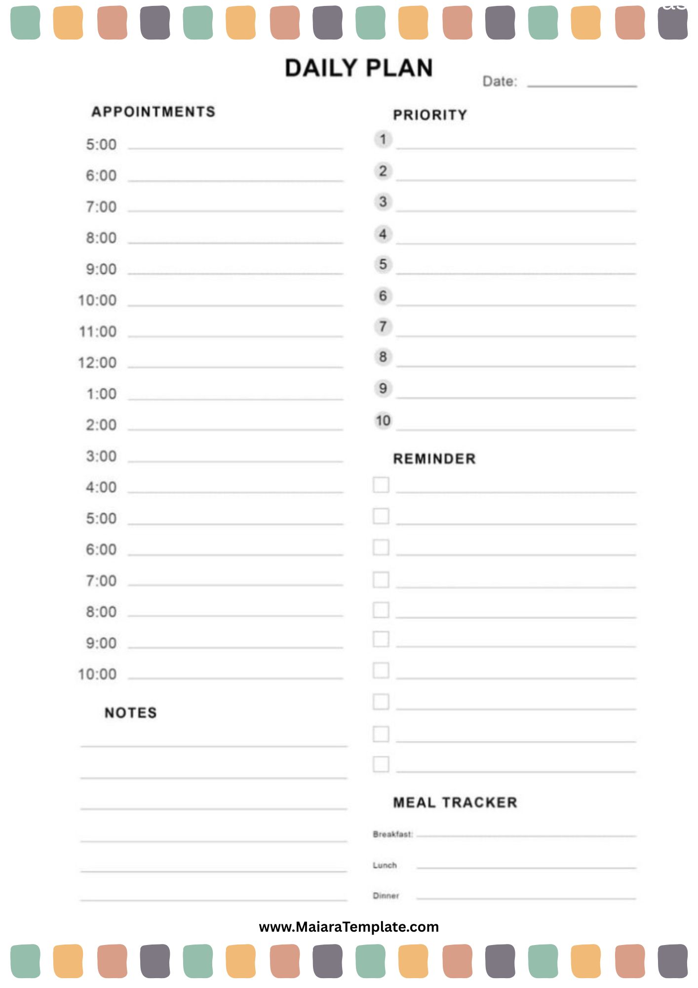 Day to day Planner Template Day to day Planner Template
