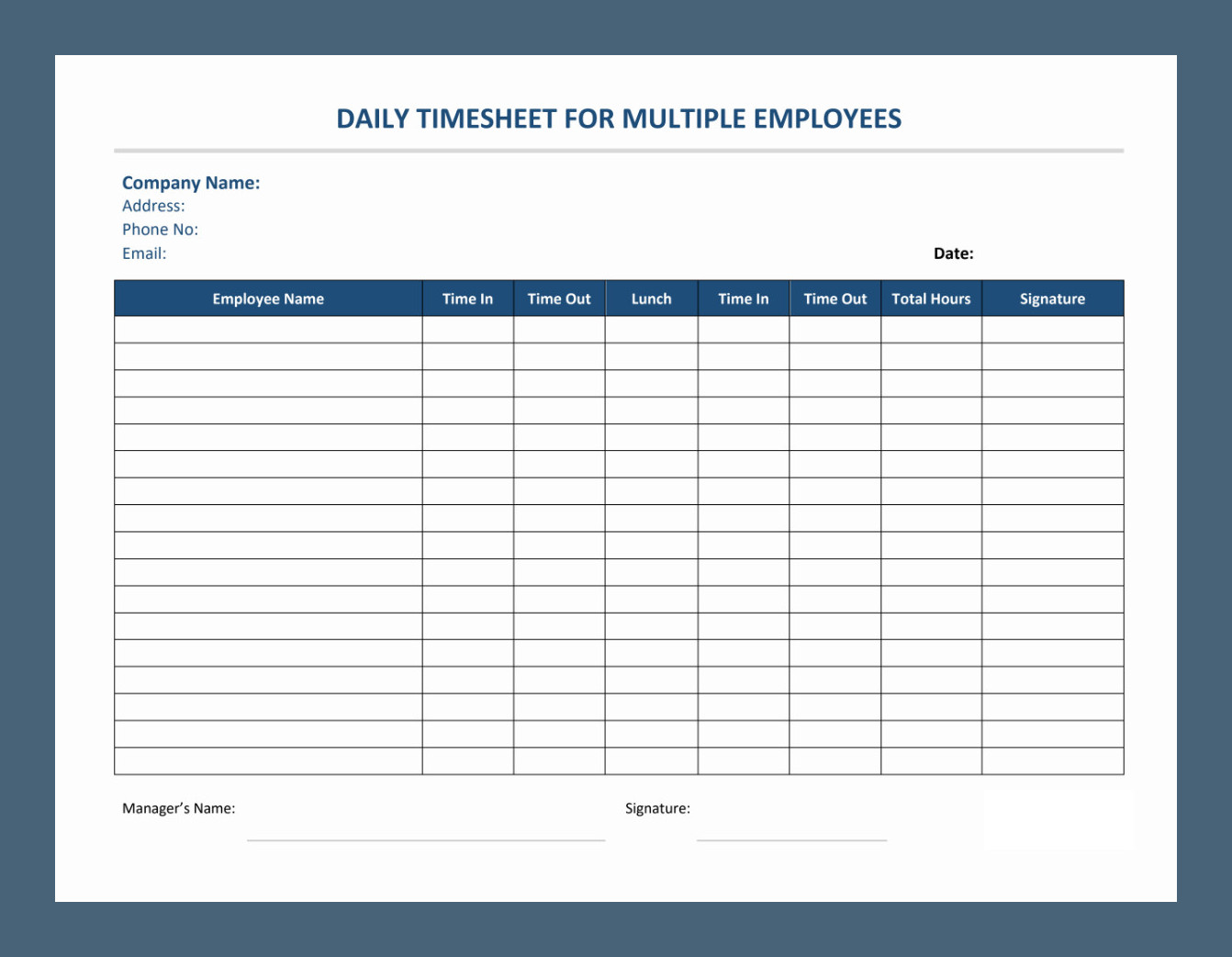 Employee Timesheet Template Employee Timesheet Template