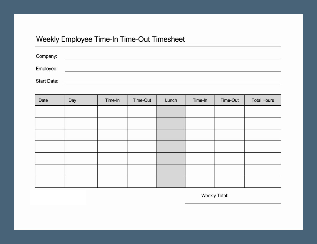 Employee Timesheet Template Example Employee Timesheet Template Example