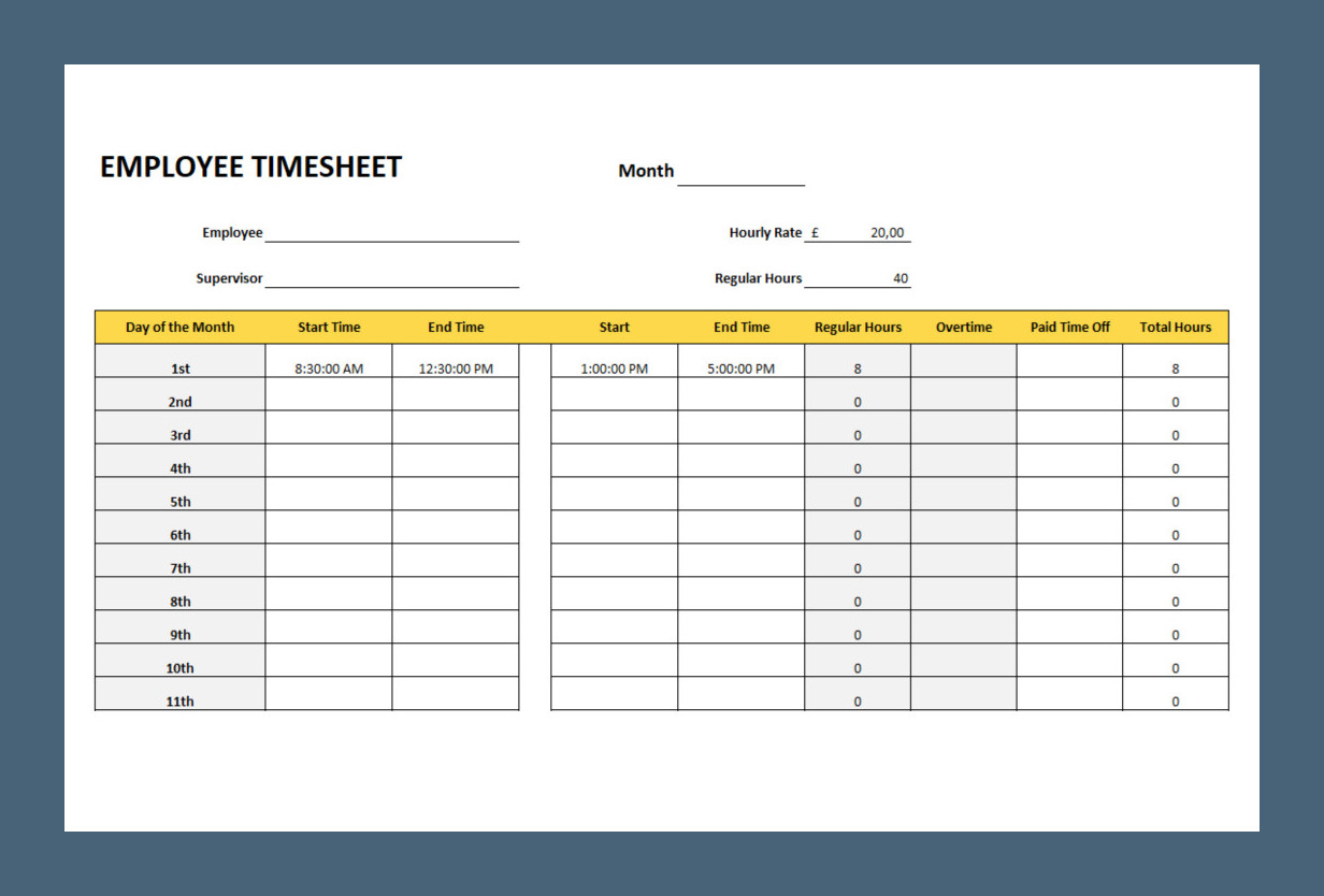 Employee Timesheet Template Sample Employee Timesheet Template Sample