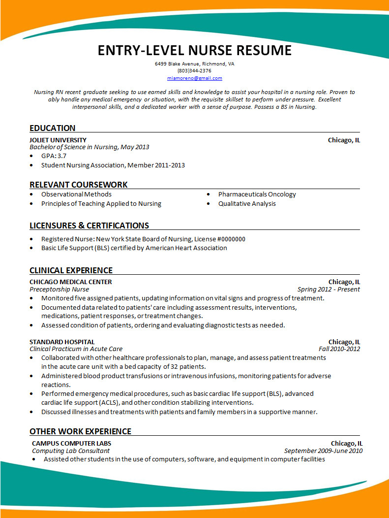 Entry level Resume Template Entry level Resume Template