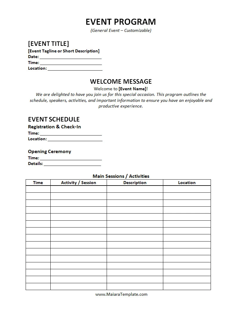 Event Program Template