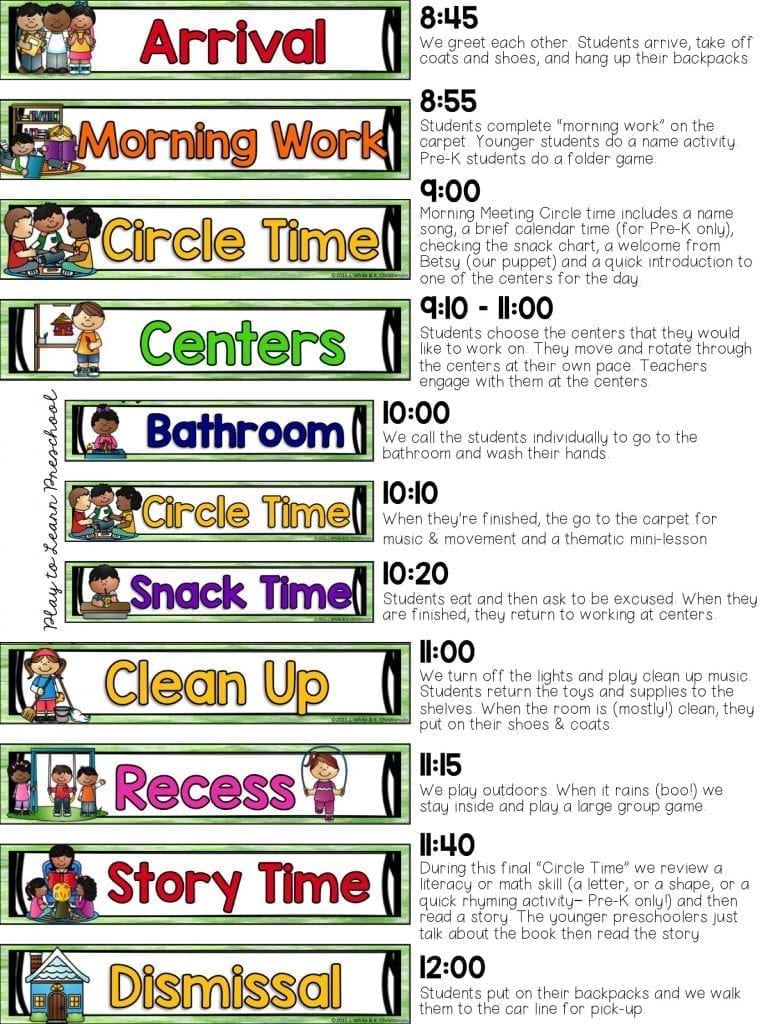 Example Preschool Daily Schedule Template Example Preschool Daily Schedule Template