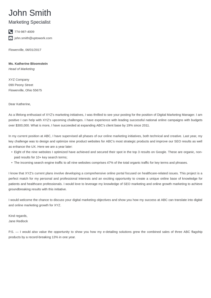 Example Professional Cover Letter Template Example Professional Cover Letter Template