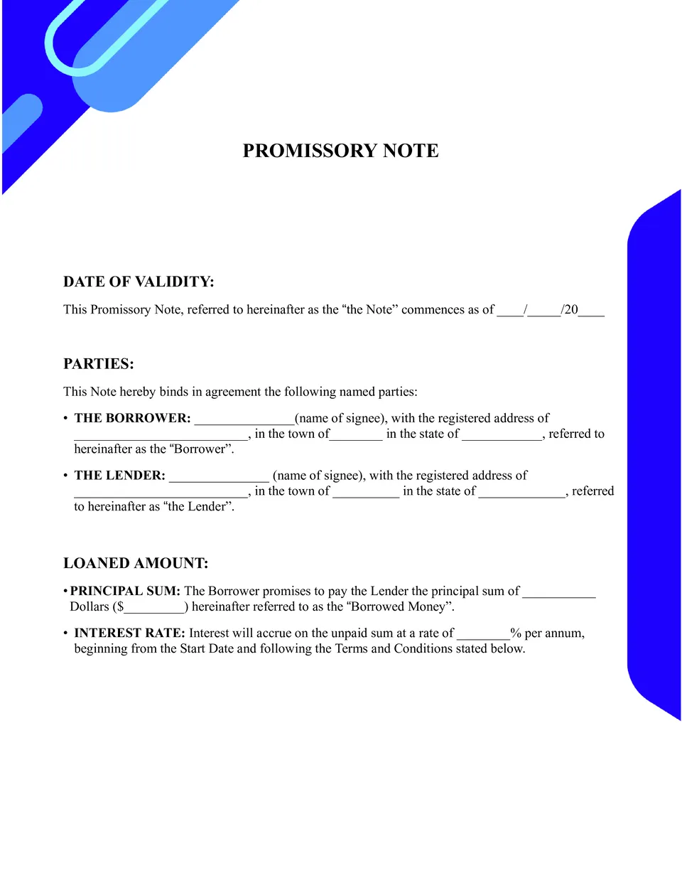 Example Promissory Note Template Example Promissory Note Template