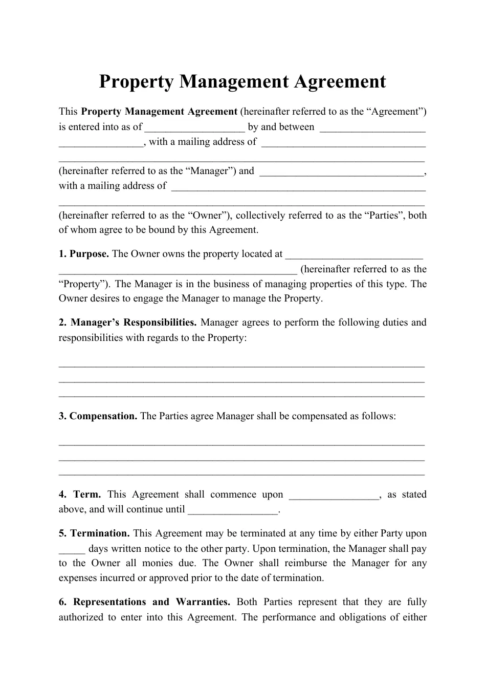 Example Property Management Agreement Template Example Property Management Agreement Template