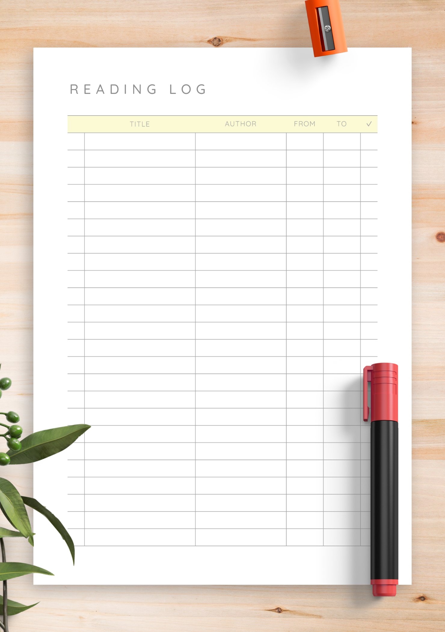 Example Reading Log Template Example Reading Log Template
