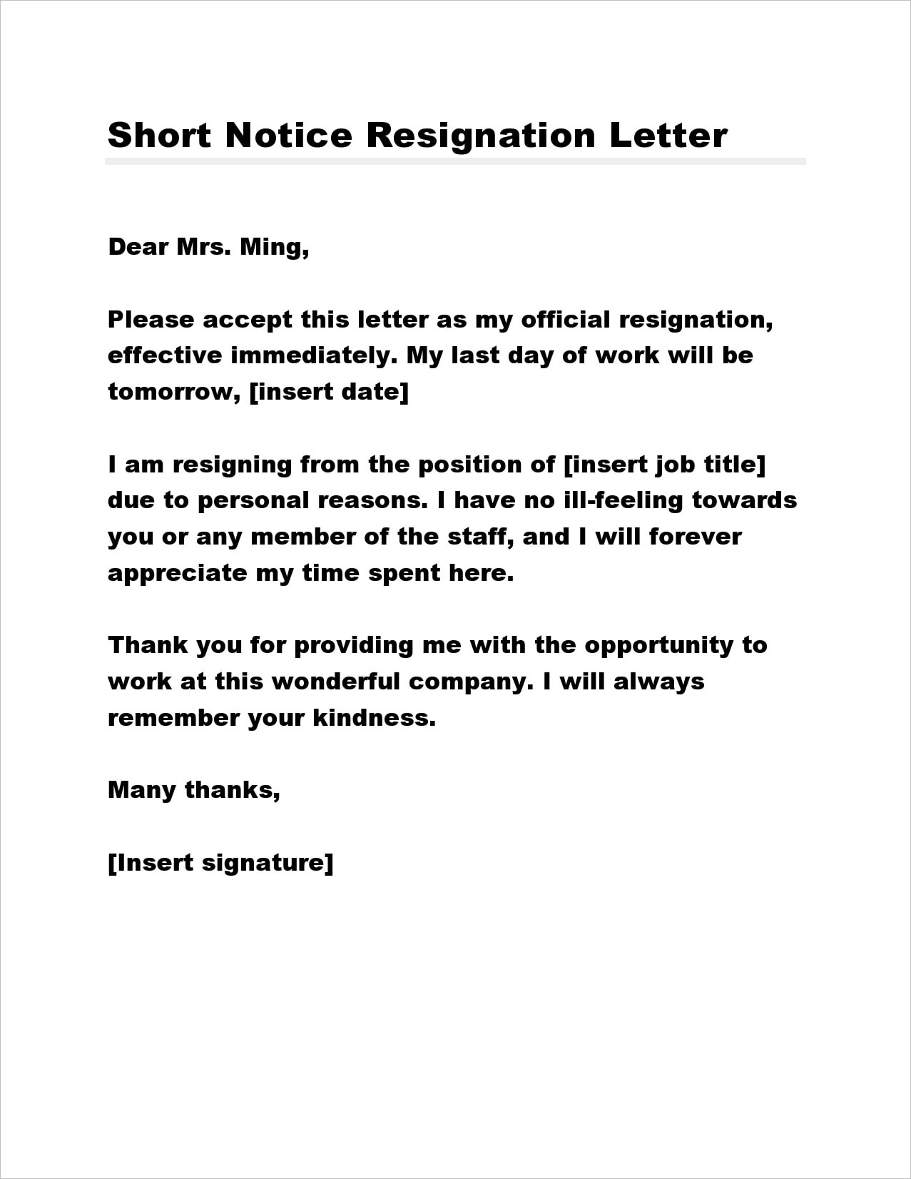 Example Resignation Letter With Notice Example Resignation Letter With Notice