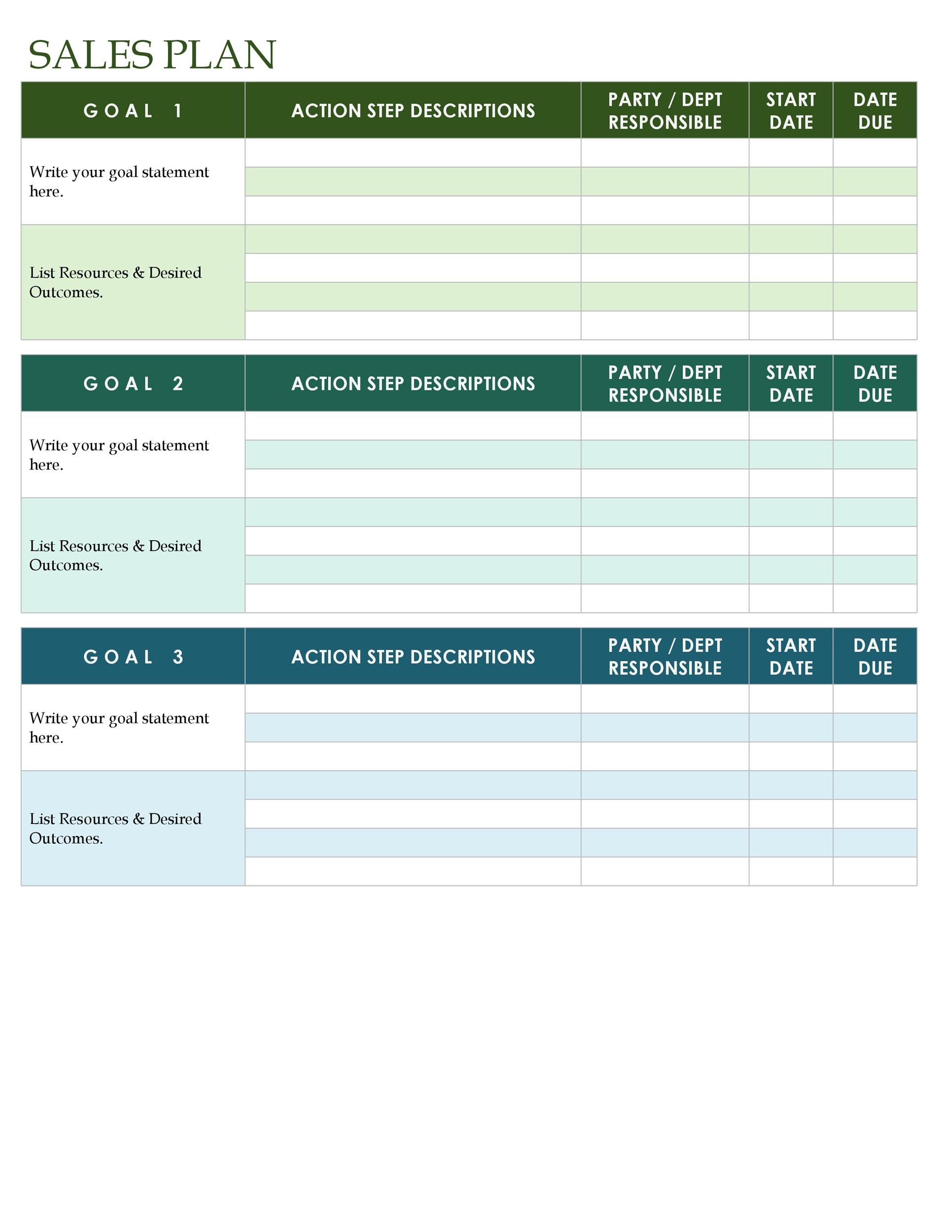 Example Sales Plan Template Example Sales Plan Template