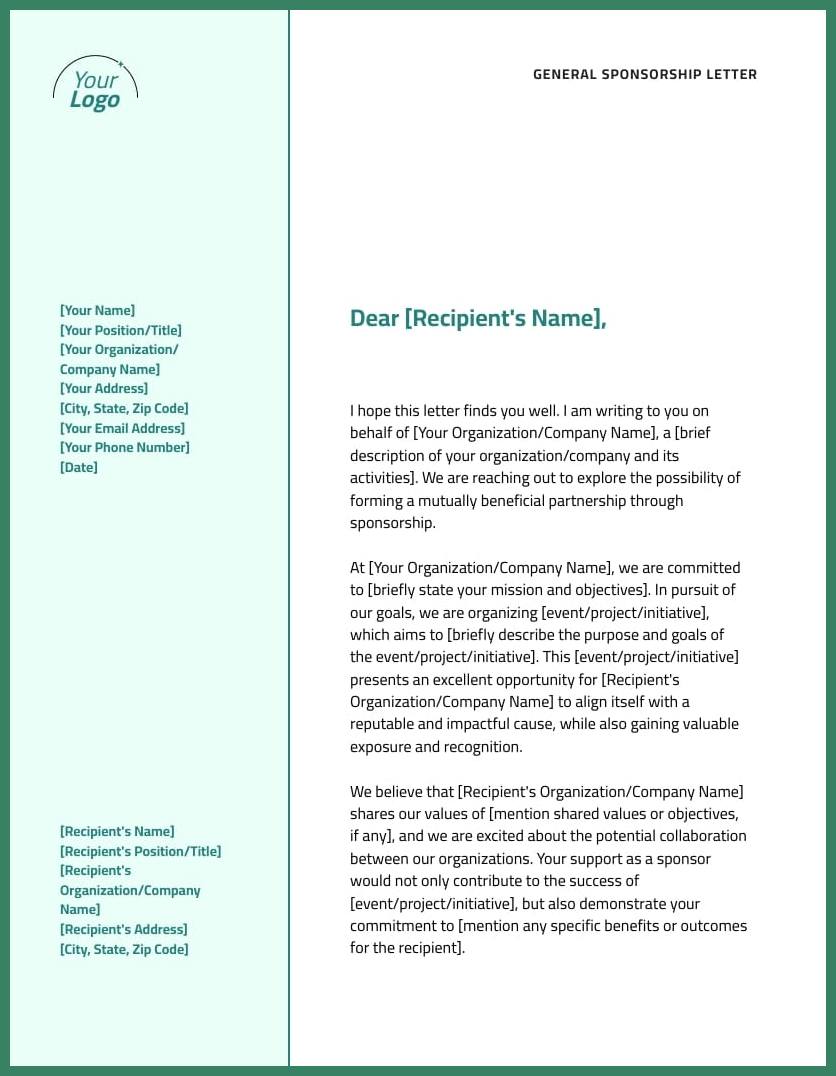 Example Sponsorship Letter Template Example Sponsorship Letter Template