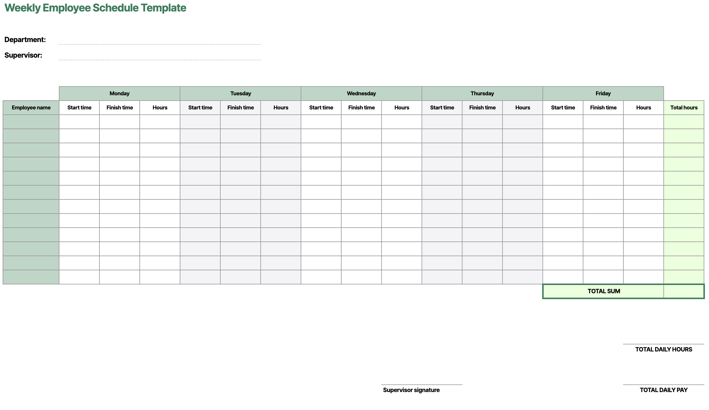 Example Weekly Staff Schedule Template Example Weekly Staff Schedule Template