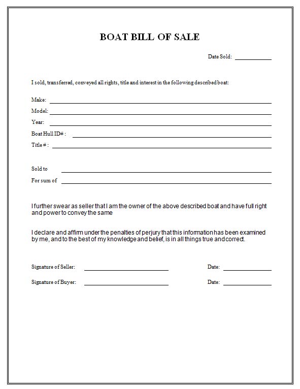 Example of Bill of Sale Template For Boat Example of Bill of Sale Template For Boat