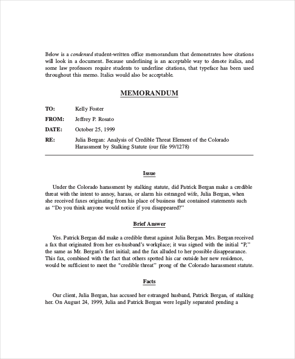 Example of Legal Memo Template Example of Legal Memo Template