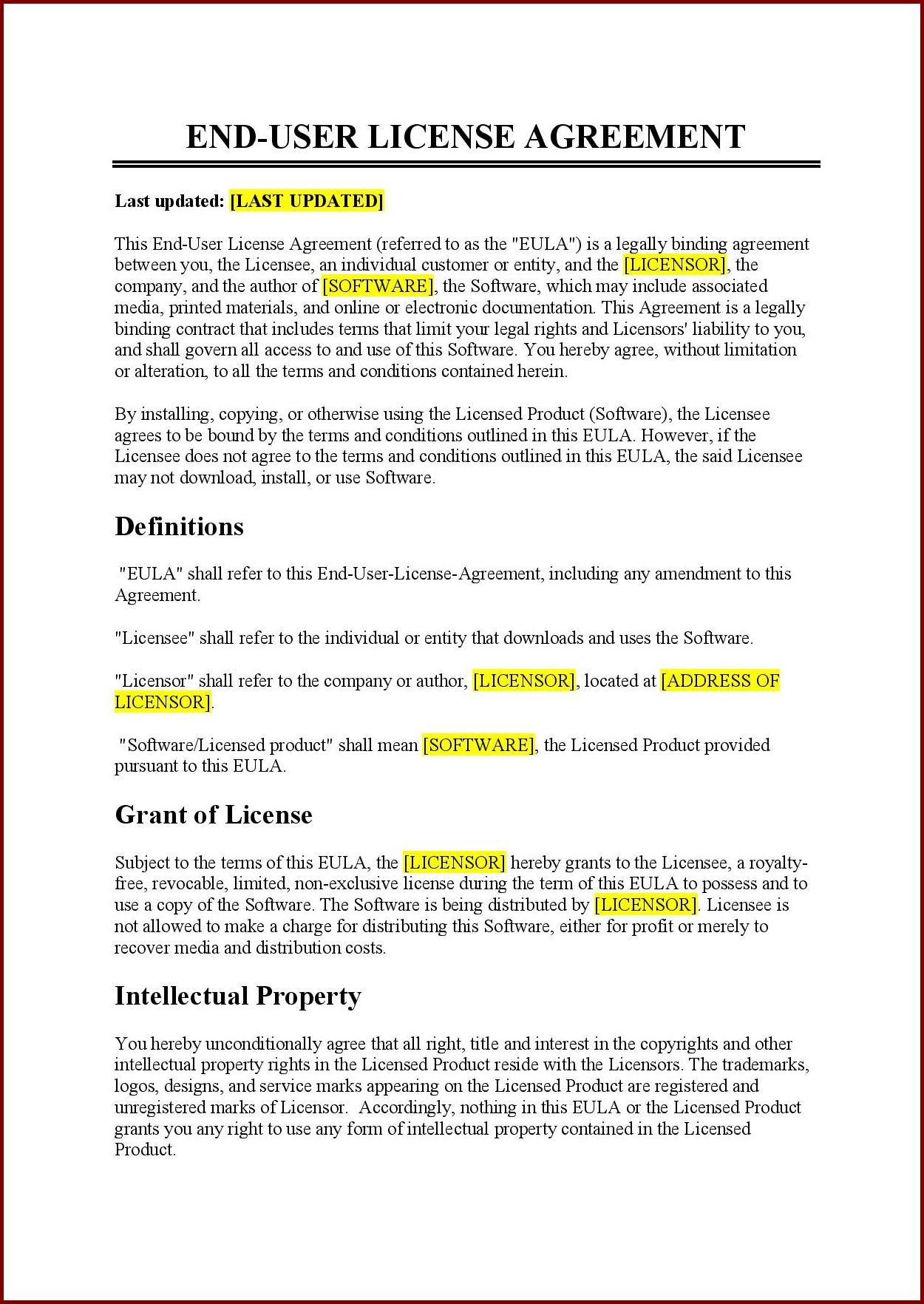Example of Licensing Agreement Template