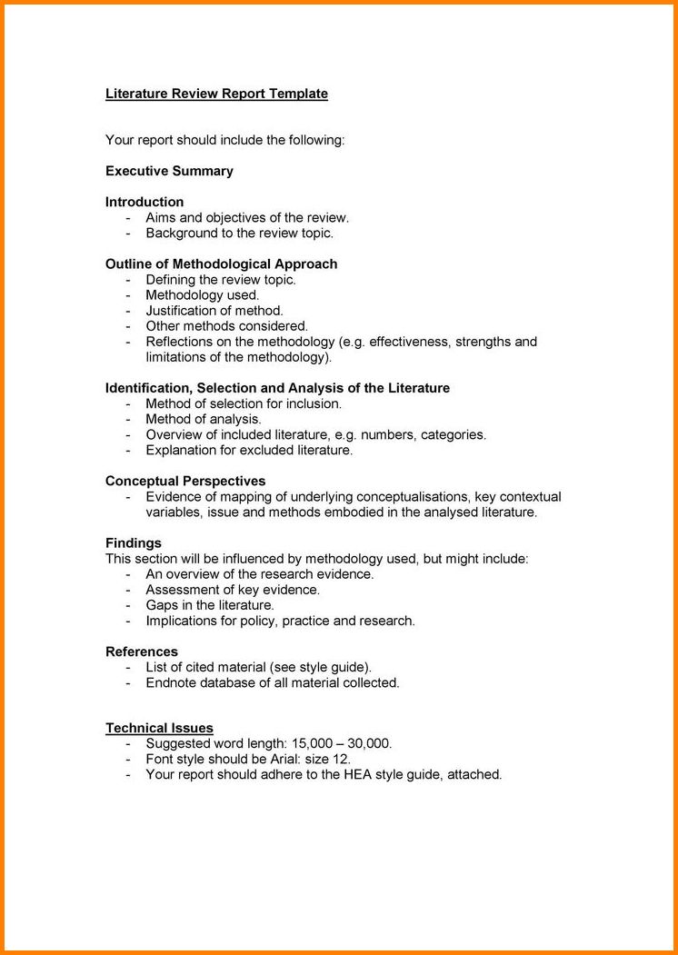 Example of Literature Review Template