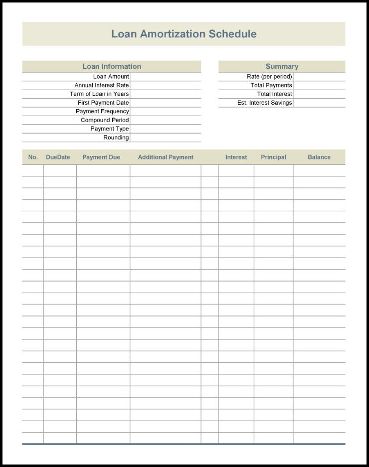 Example of Loan Amortization Schedule Template Example of Loan Amortization Schedule Template