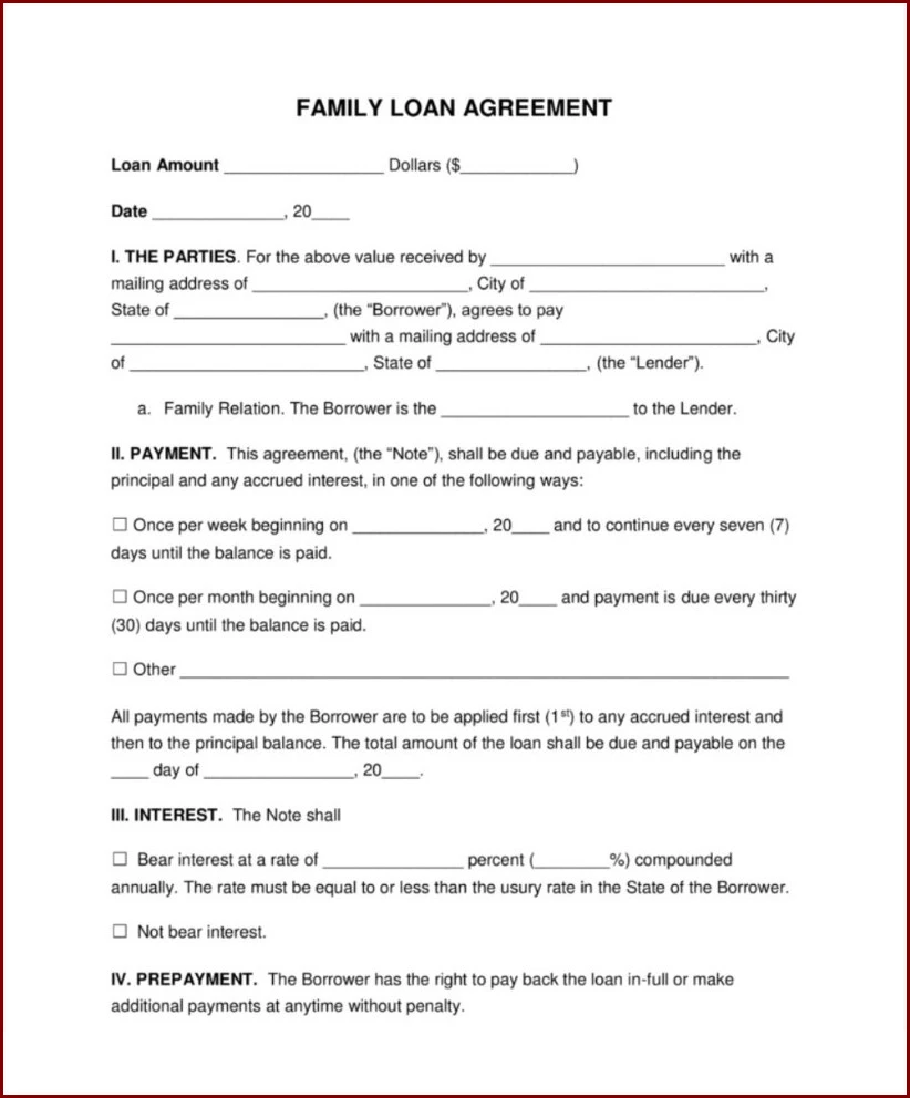 Example of Loan Contract Between Friends
