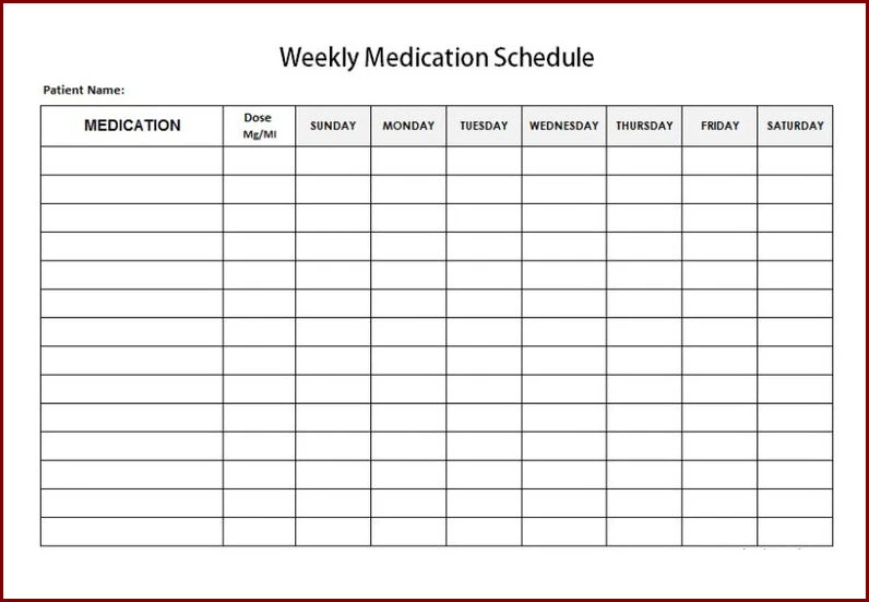 Example of Medication Chart Template