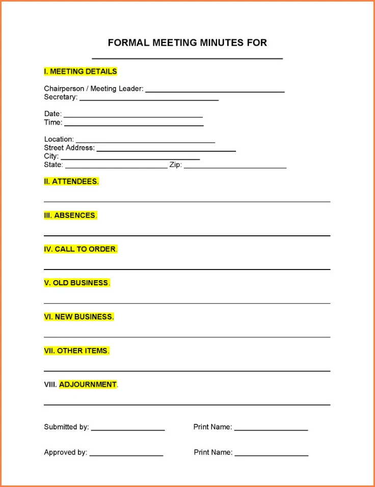 Example of Meeting Minutes Template
