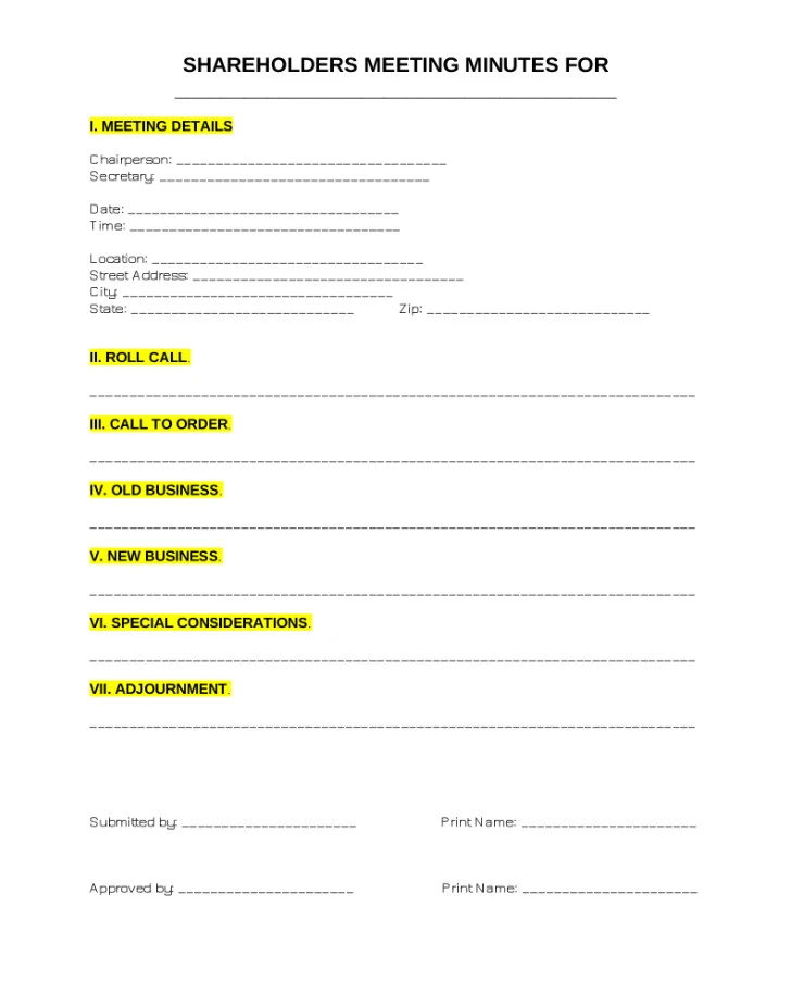 Example of Meeting Summary Template