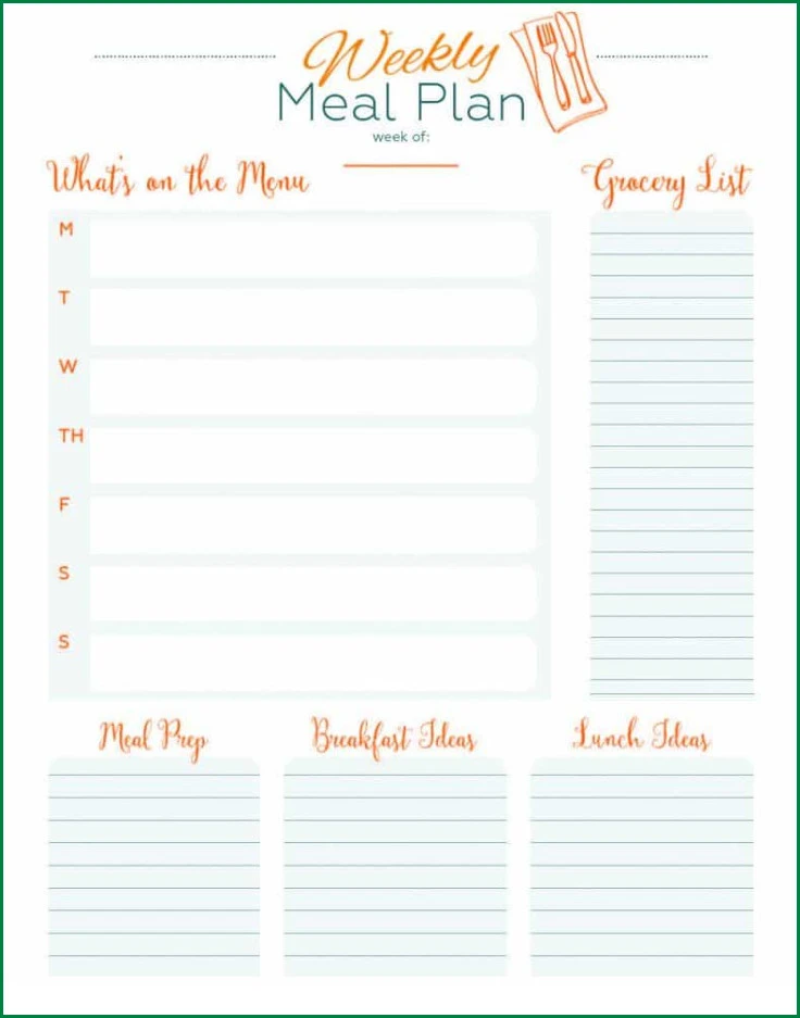 Example of Menu Planner Template