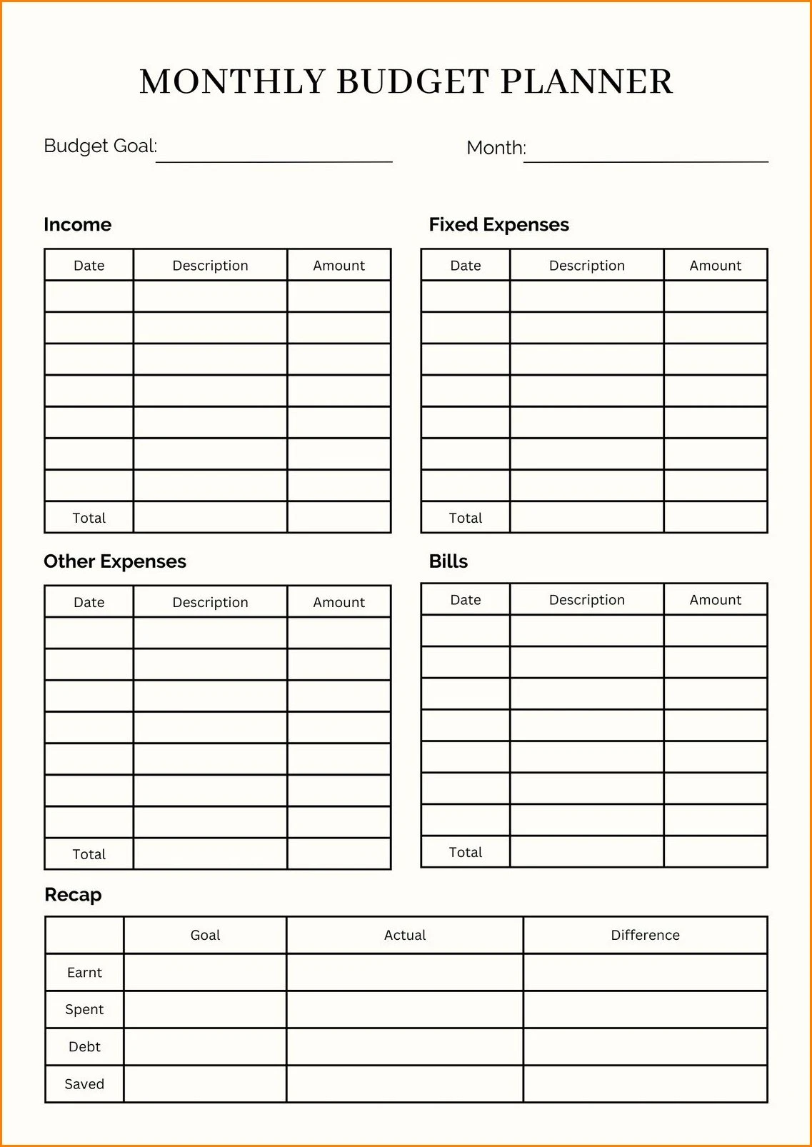 Example of Money Management Worksheet Template