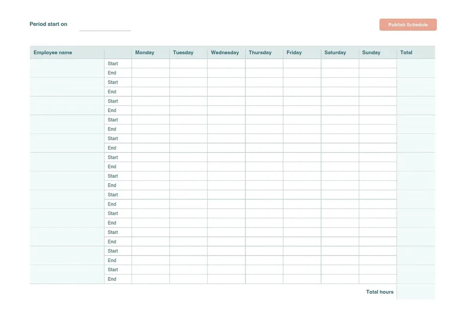 Example of Monthly Employee Schedule Template