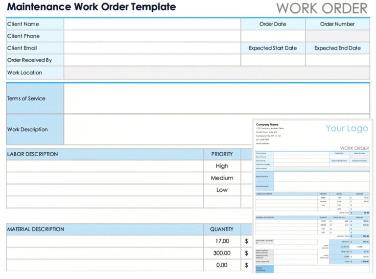 Free Printable Service Order Template