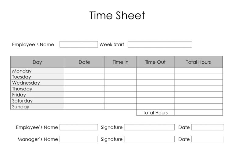 Timesheet First Weekend Next Free Printable Weekly Timesheet Template