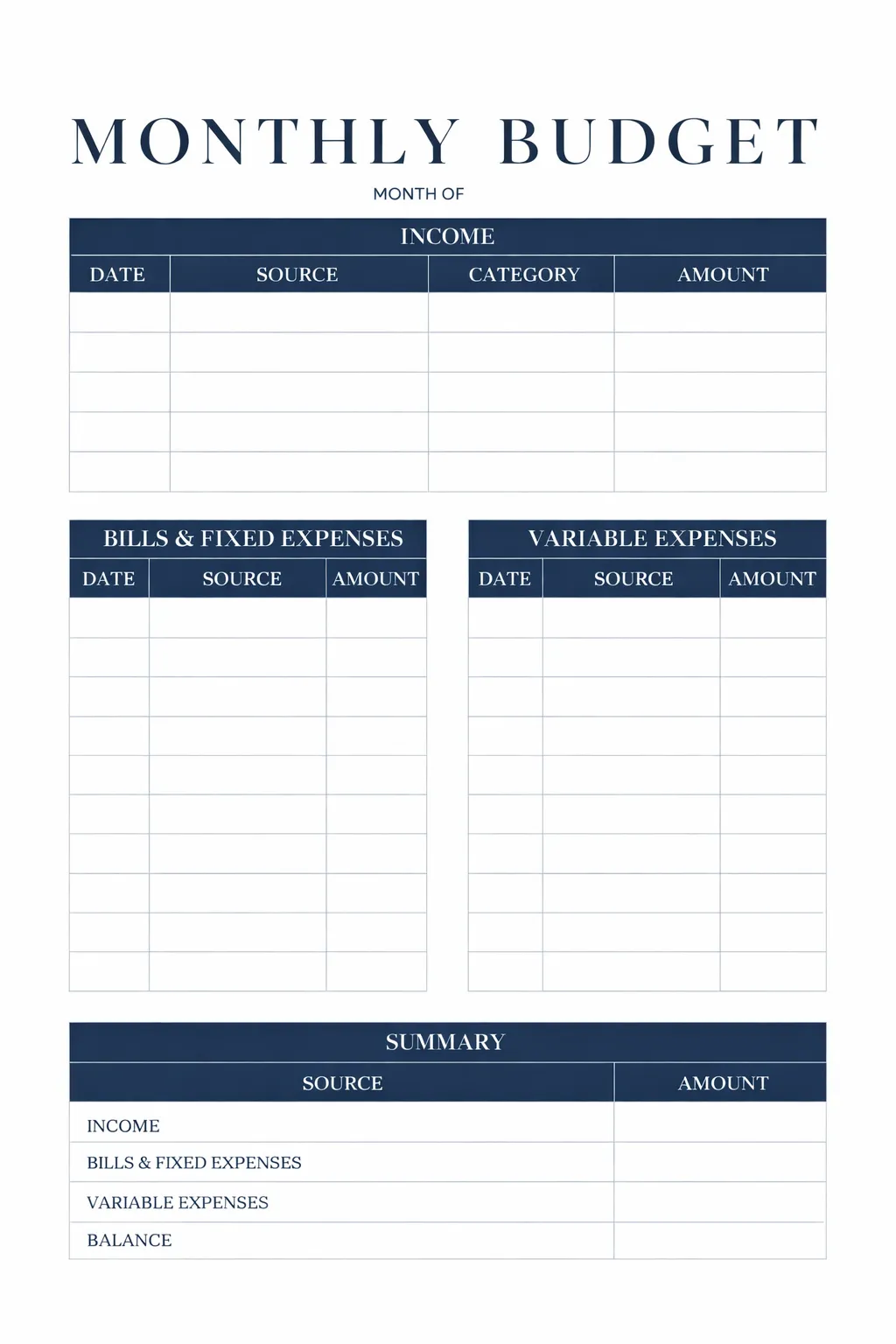 Simple Financial Budget Template Excel