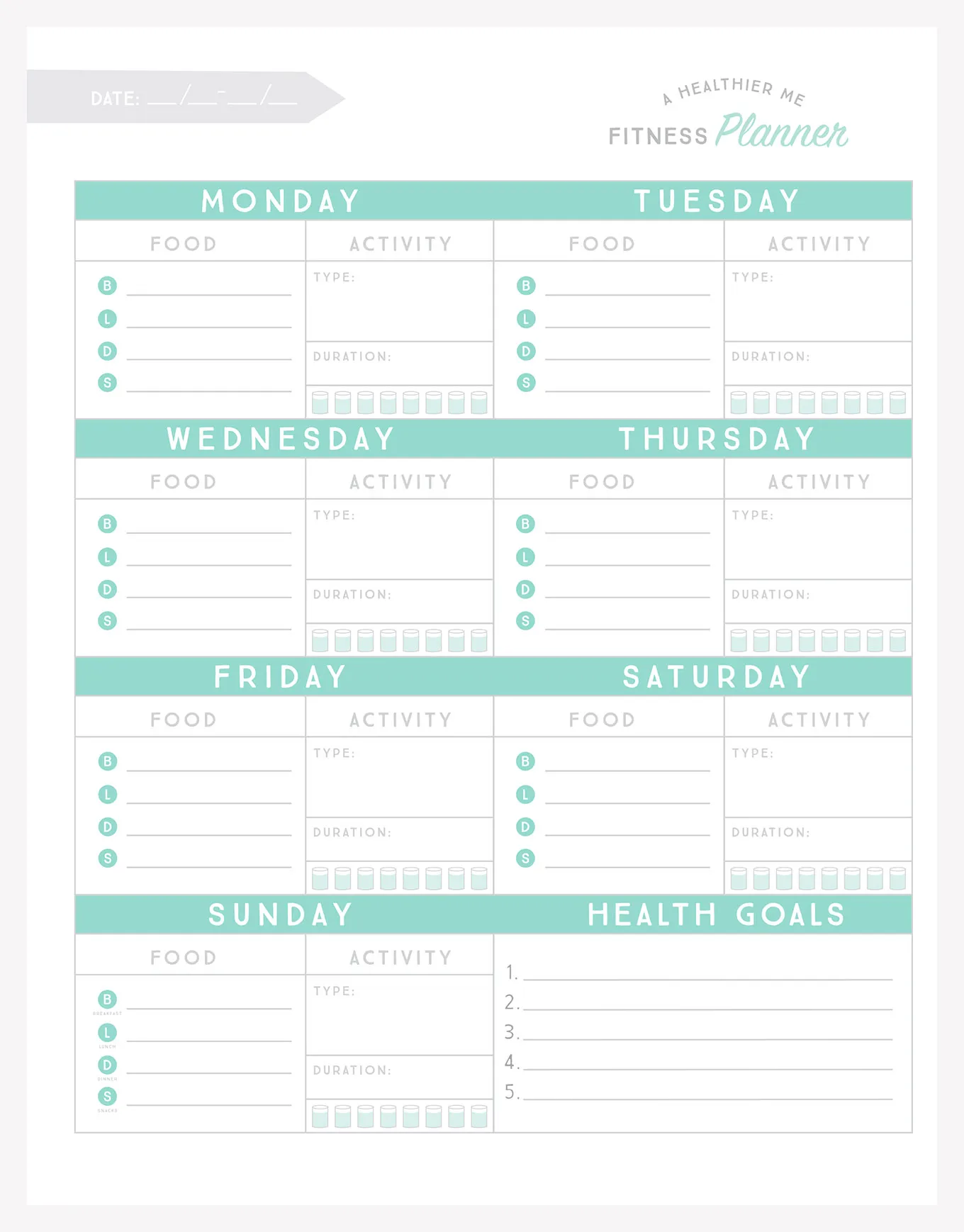 Fitness Planner Template Simple Fitness Planner Template