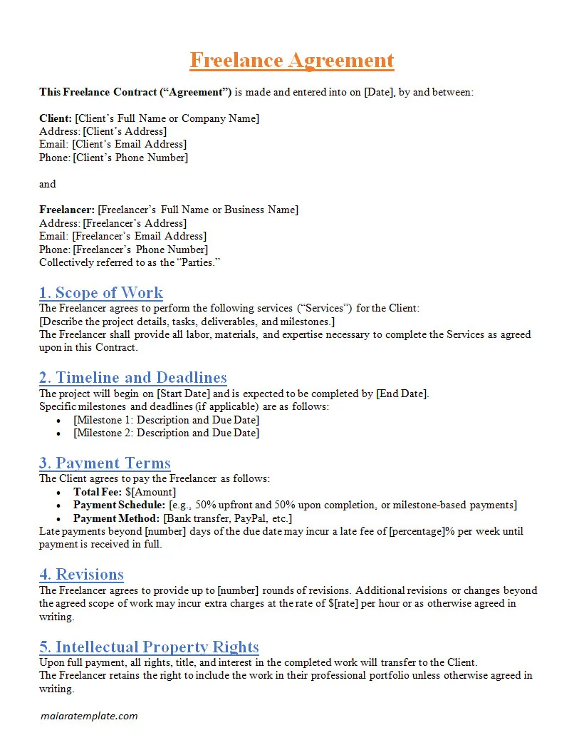 Freelance Contract Template Word