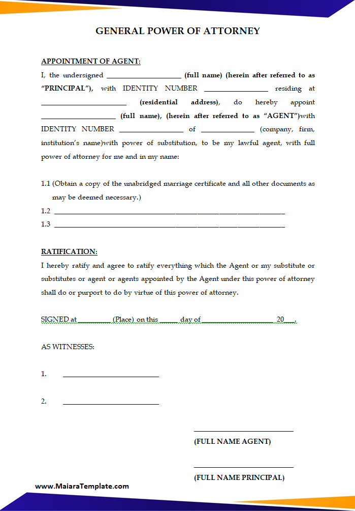General Power of Attorney Template General Power of Attorney Template Word
