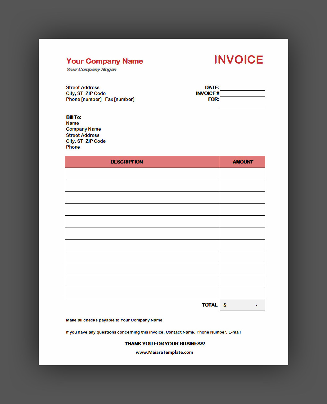 Generic Invoice Template Simple Generic Invoice Template