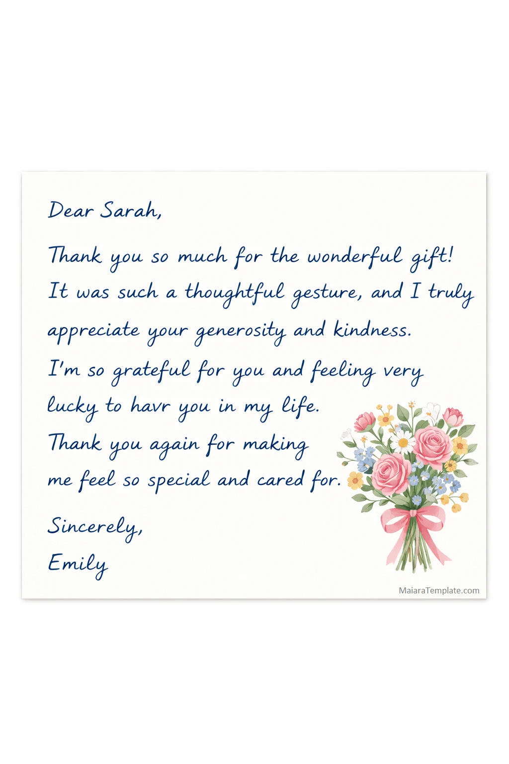 Gift Thank You Note Template Gift Thank You Note Template