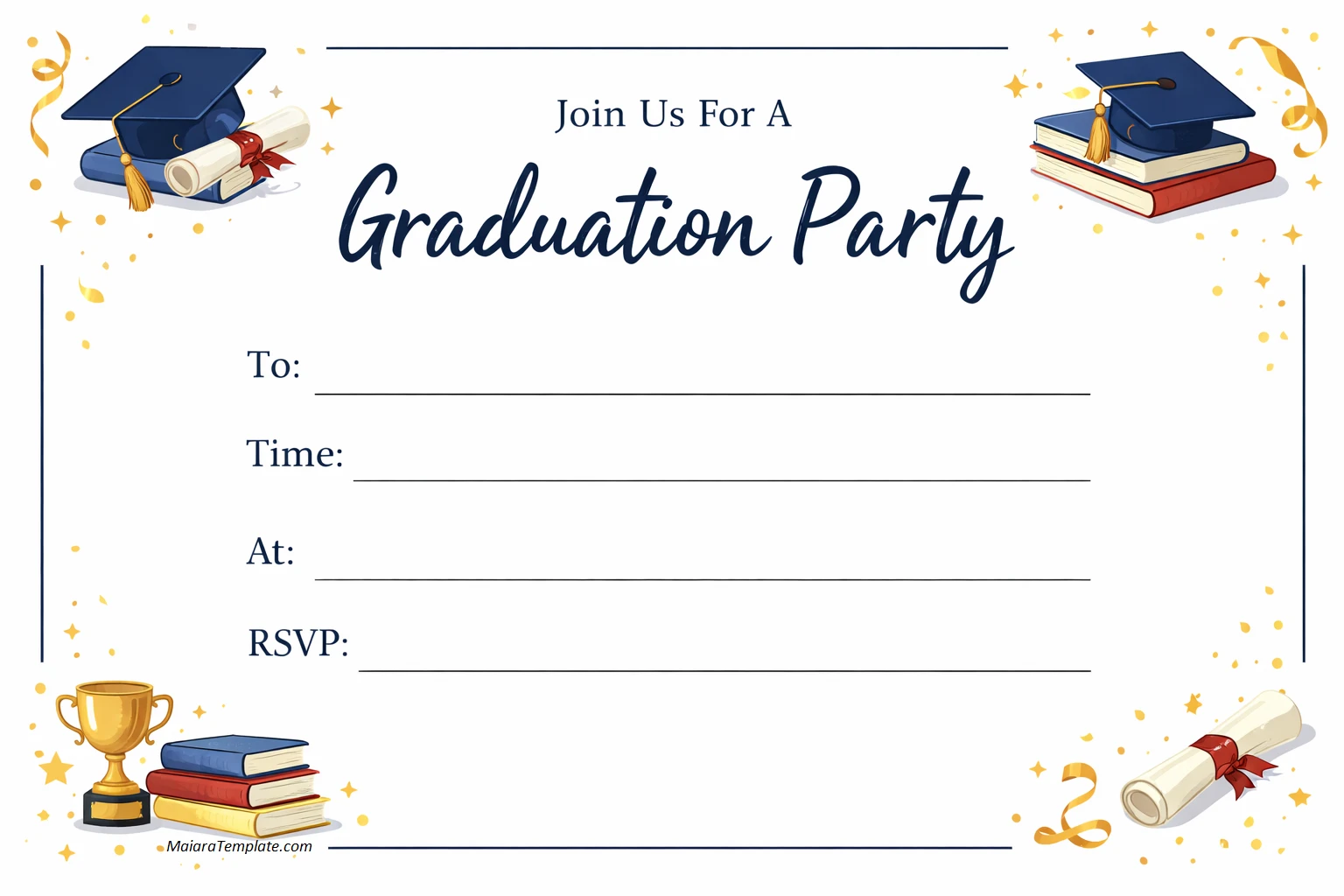 Simple Blank Graduation Party Invitation Template