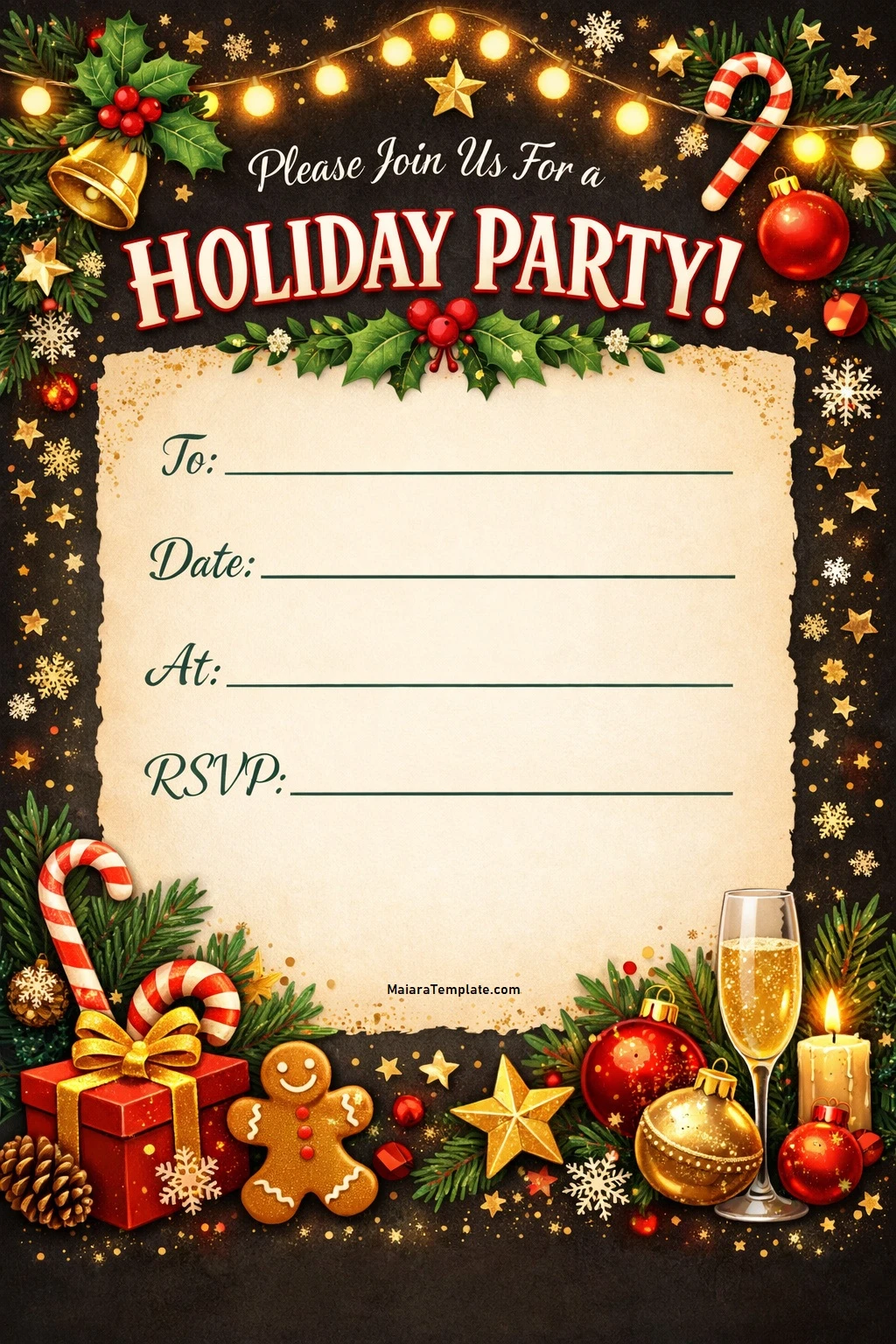 Simple Printable Holiday Party Invitation Template