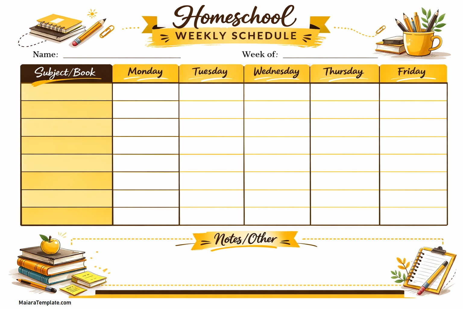 Homeschooling Schedule Template