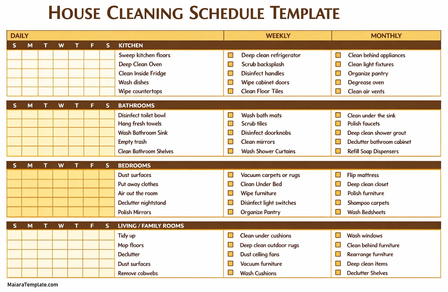 House Cleaning Schedule Template Simple Blank House Cleaning Schedule Template