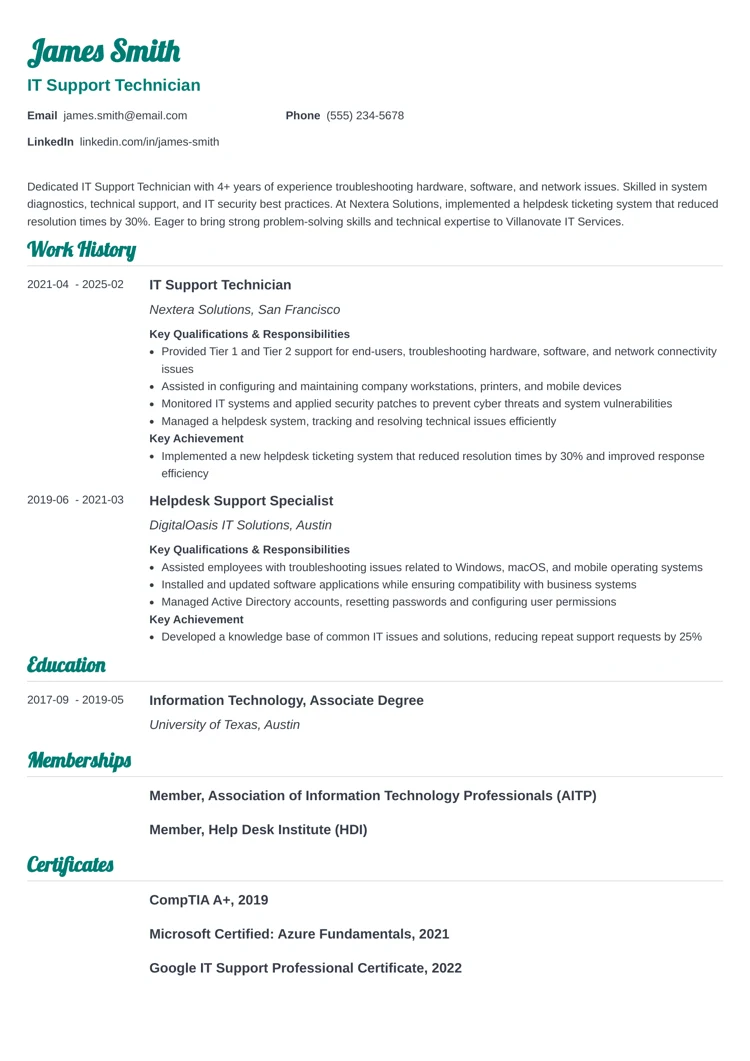 IT resume template free IT resume template free