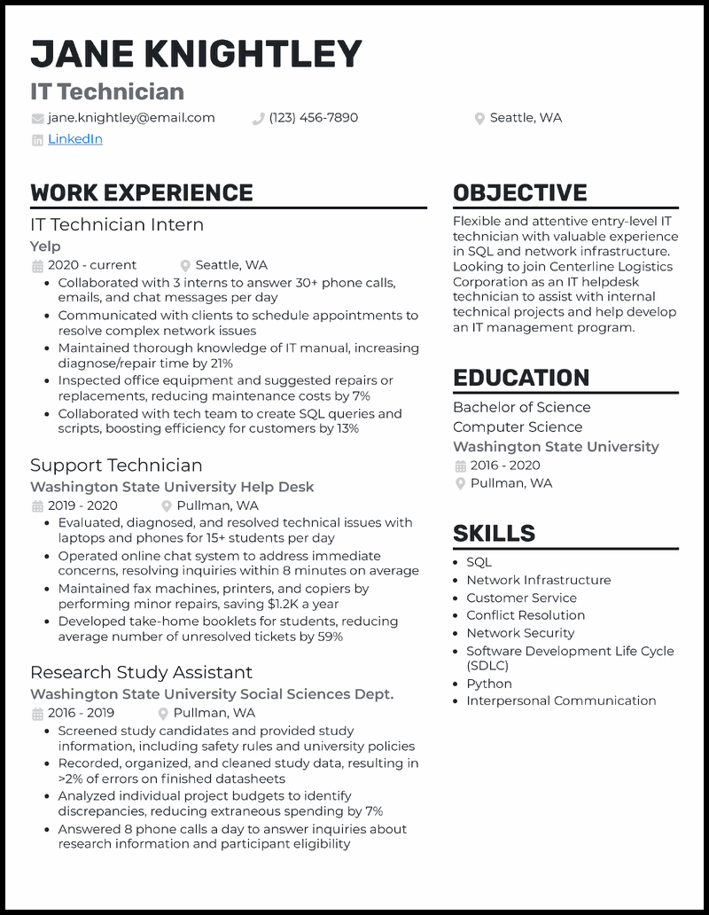 IT resume template sample IT resume template sample