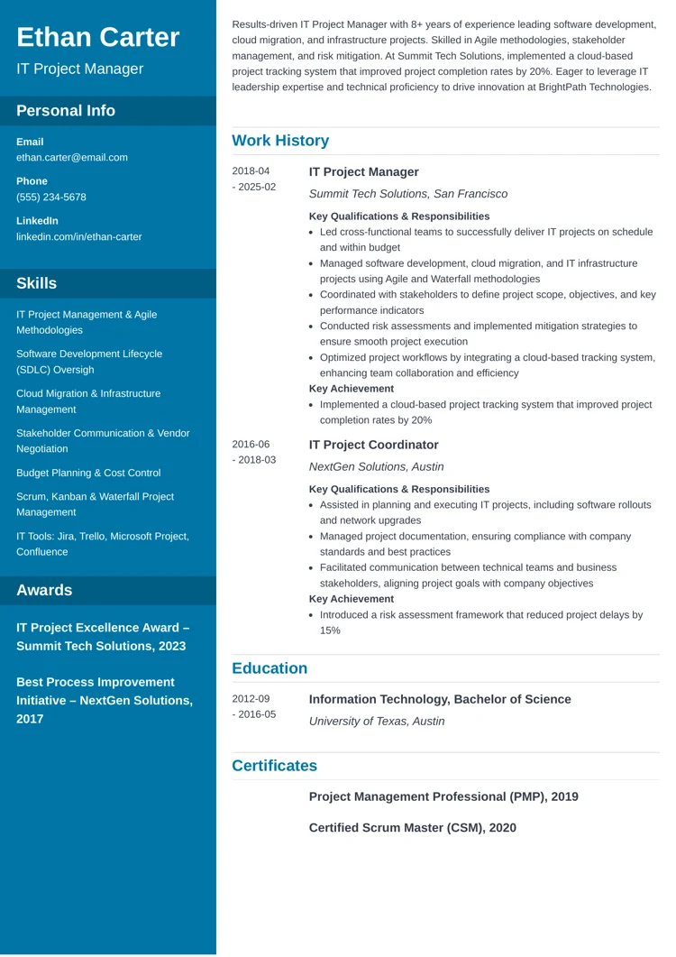 IT resume template word IT resume template word
