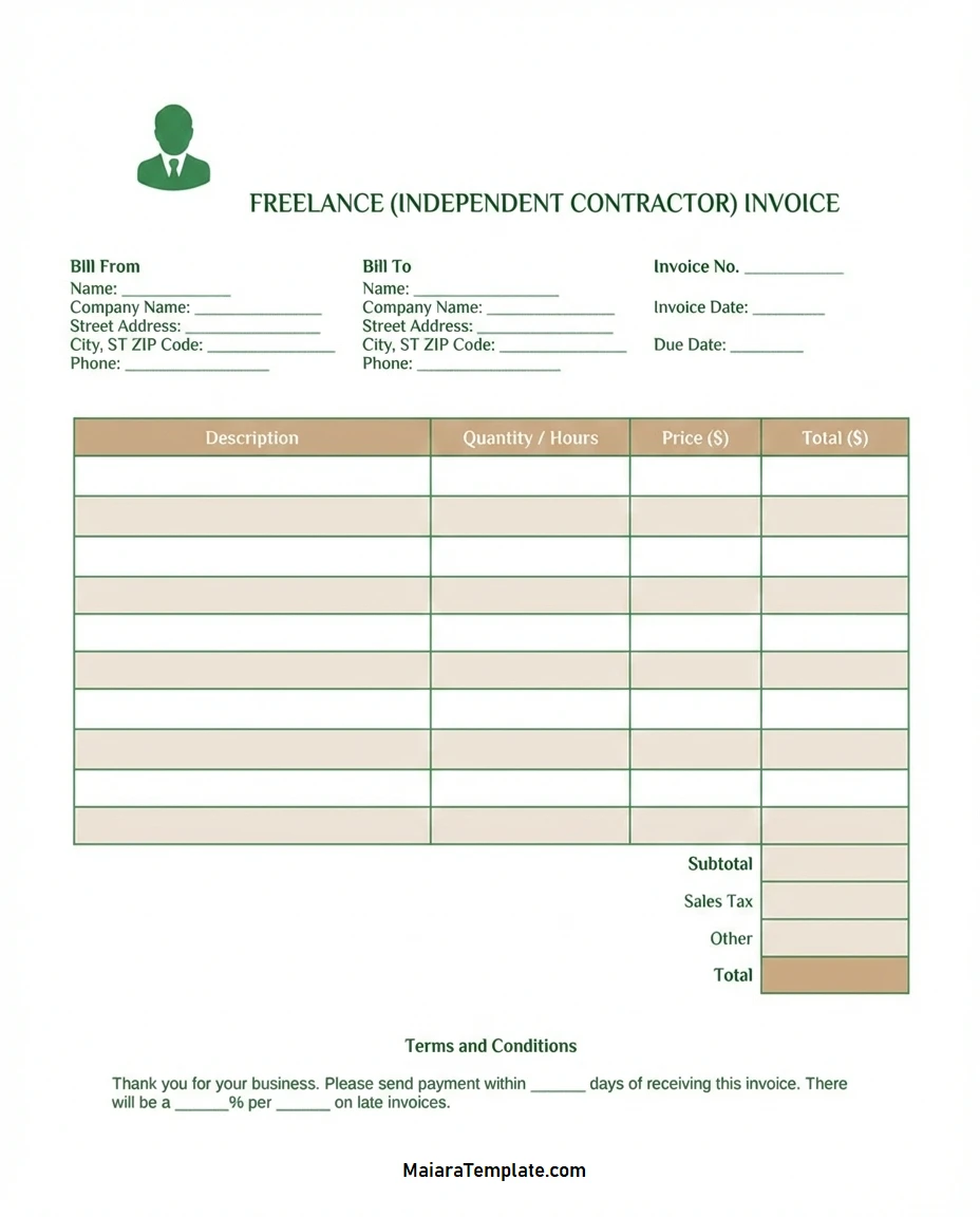 Independent Contractor Invoice Template Independent Contractor Invoice Template