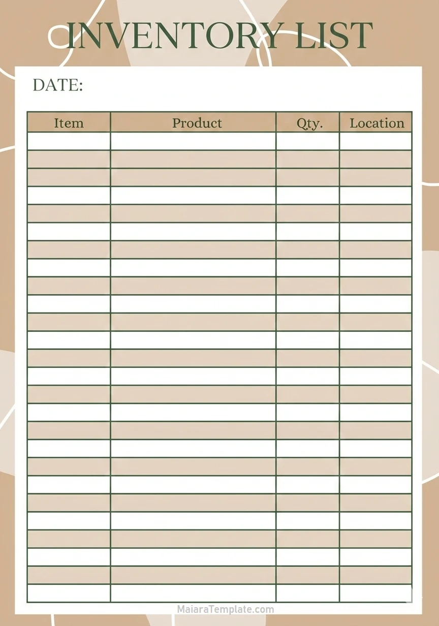 Inventory List Template Simple Blank Inventory List Template
