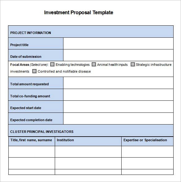 Investment Proposal Template Investment Proposal Template