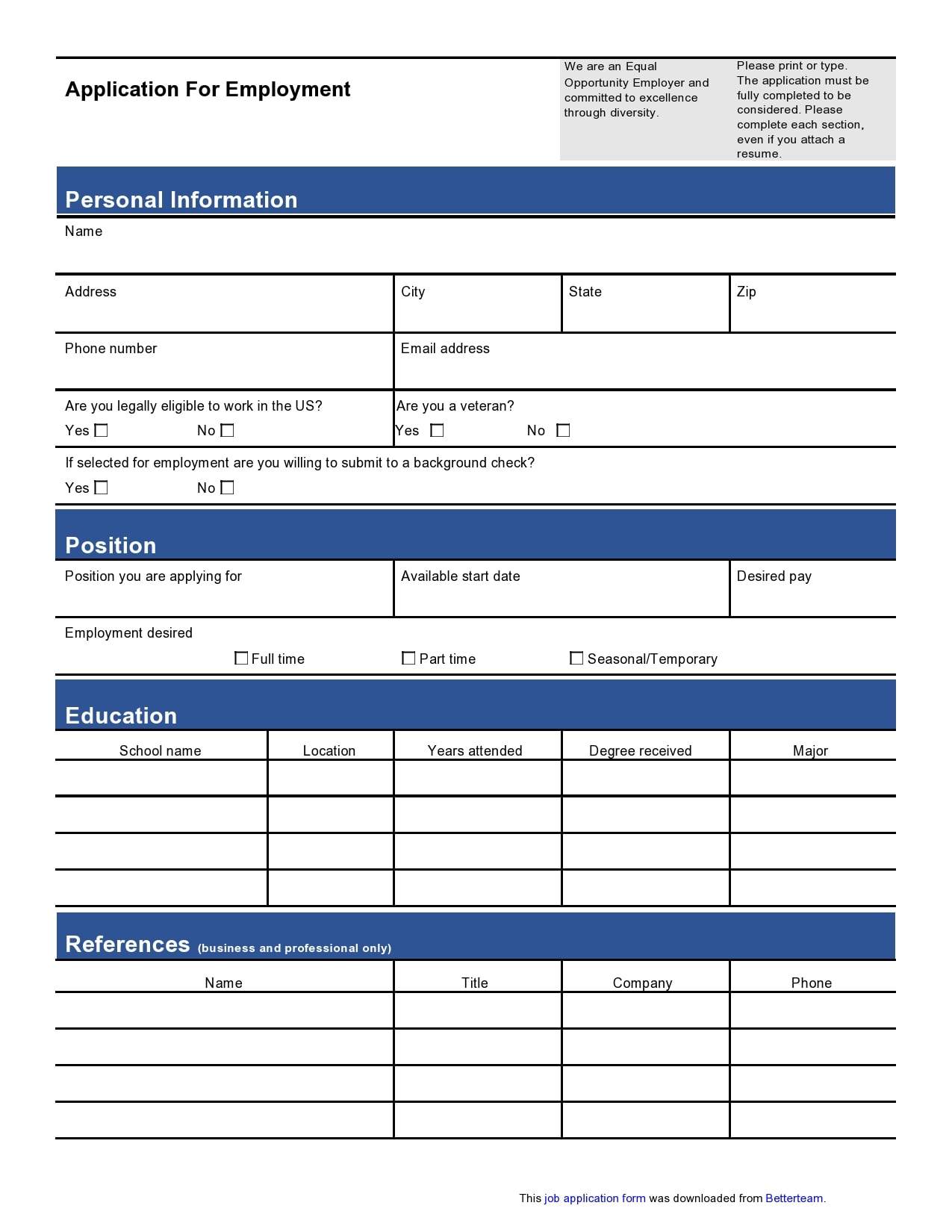 Job Employment Application Template Job Employment Application Template